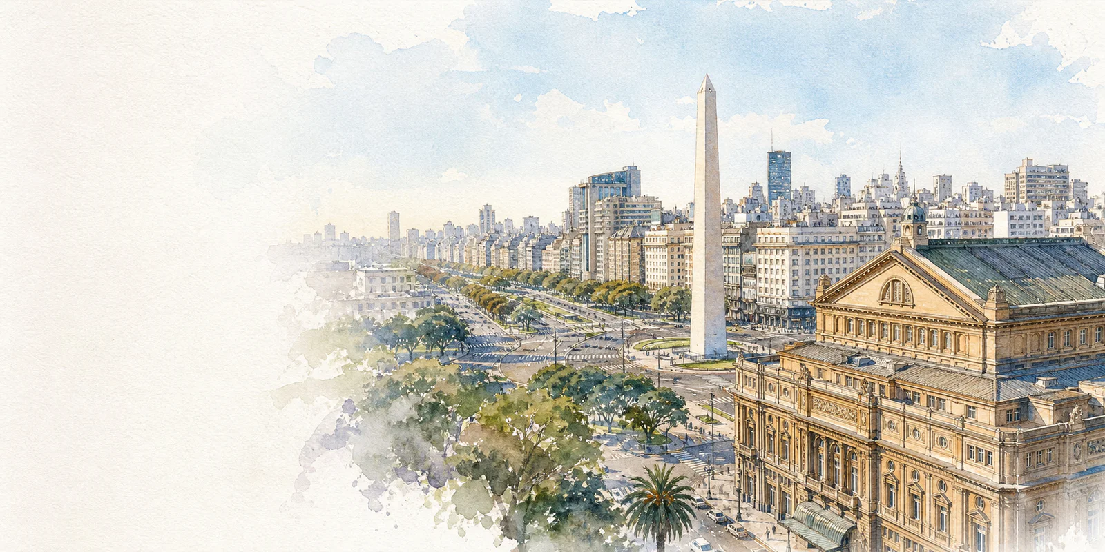Buenos Aires watercolor city weather illustration