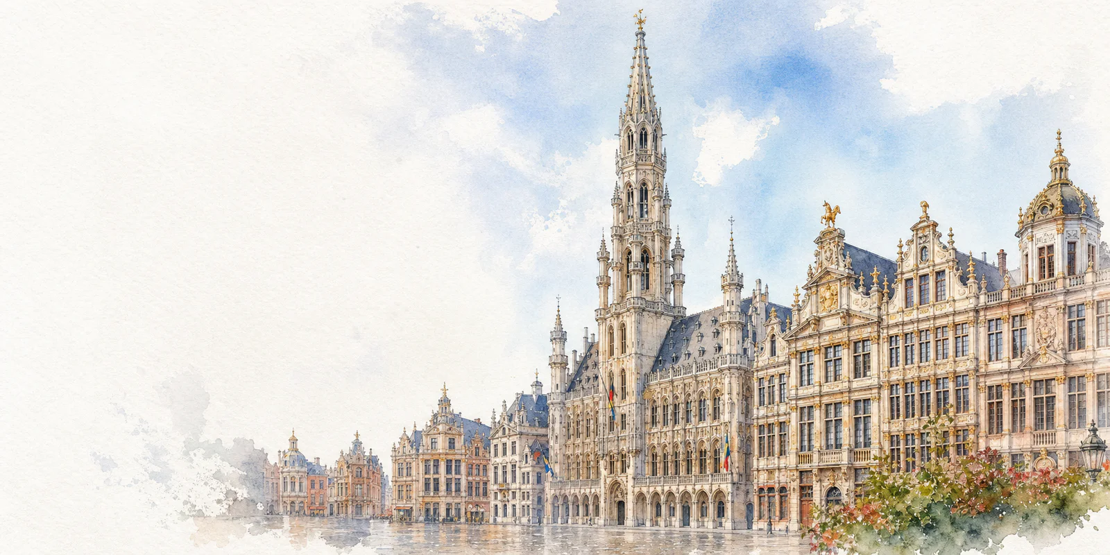 Brussels watercolor city weather illustration