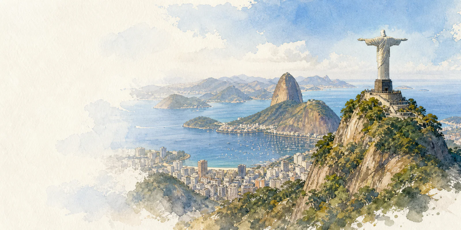 Rio de Janeiro watercolor city weather illustration