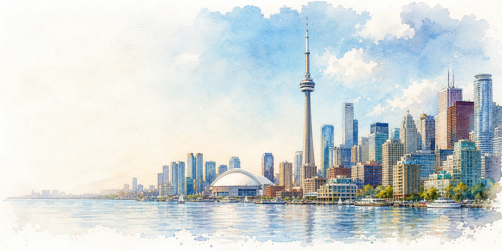 Toronto watercolor city weather illustration