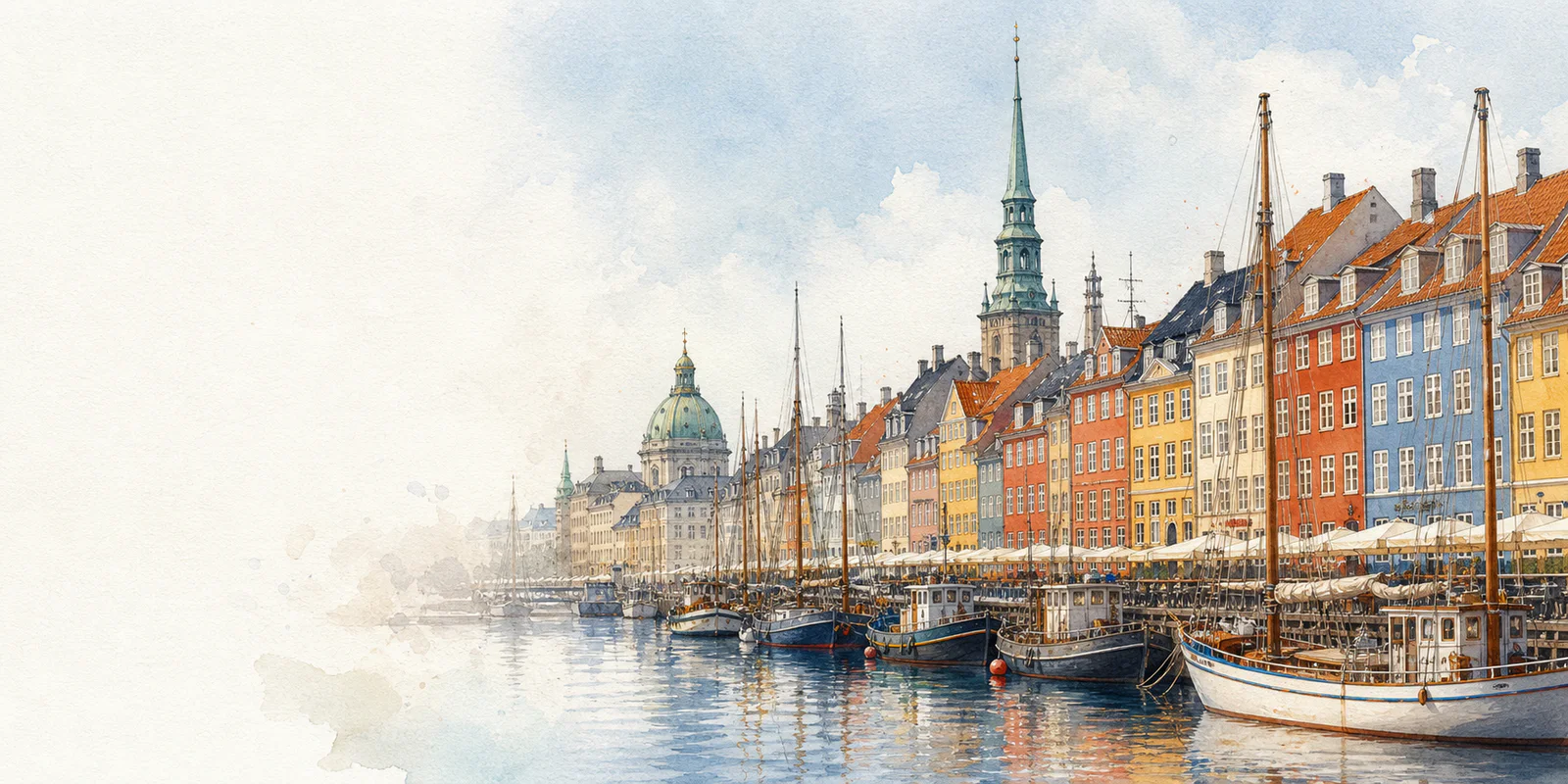 Copenhagen watercolor city weather illustration