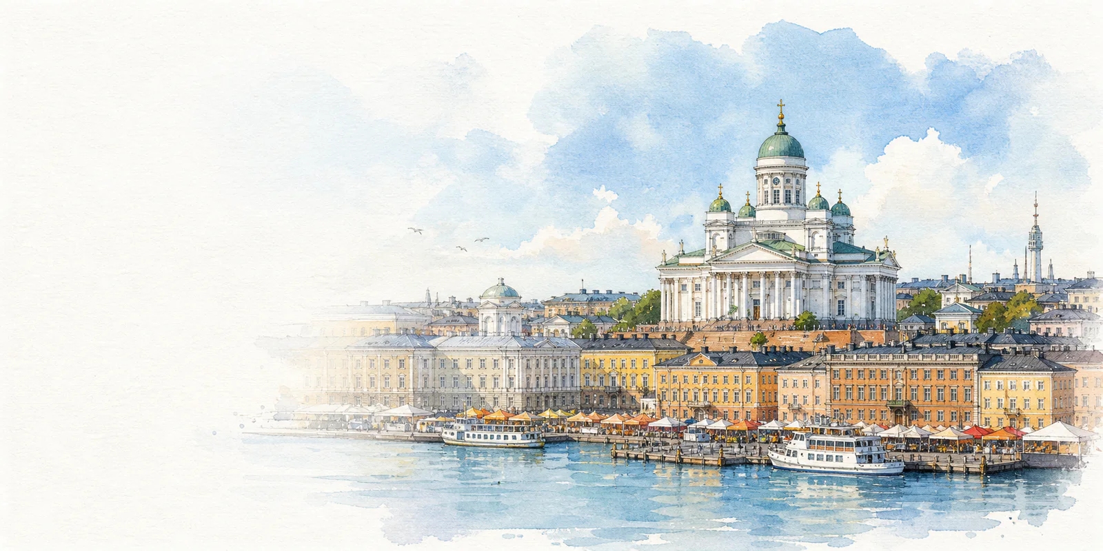Helsinki watercolor city weather illustration