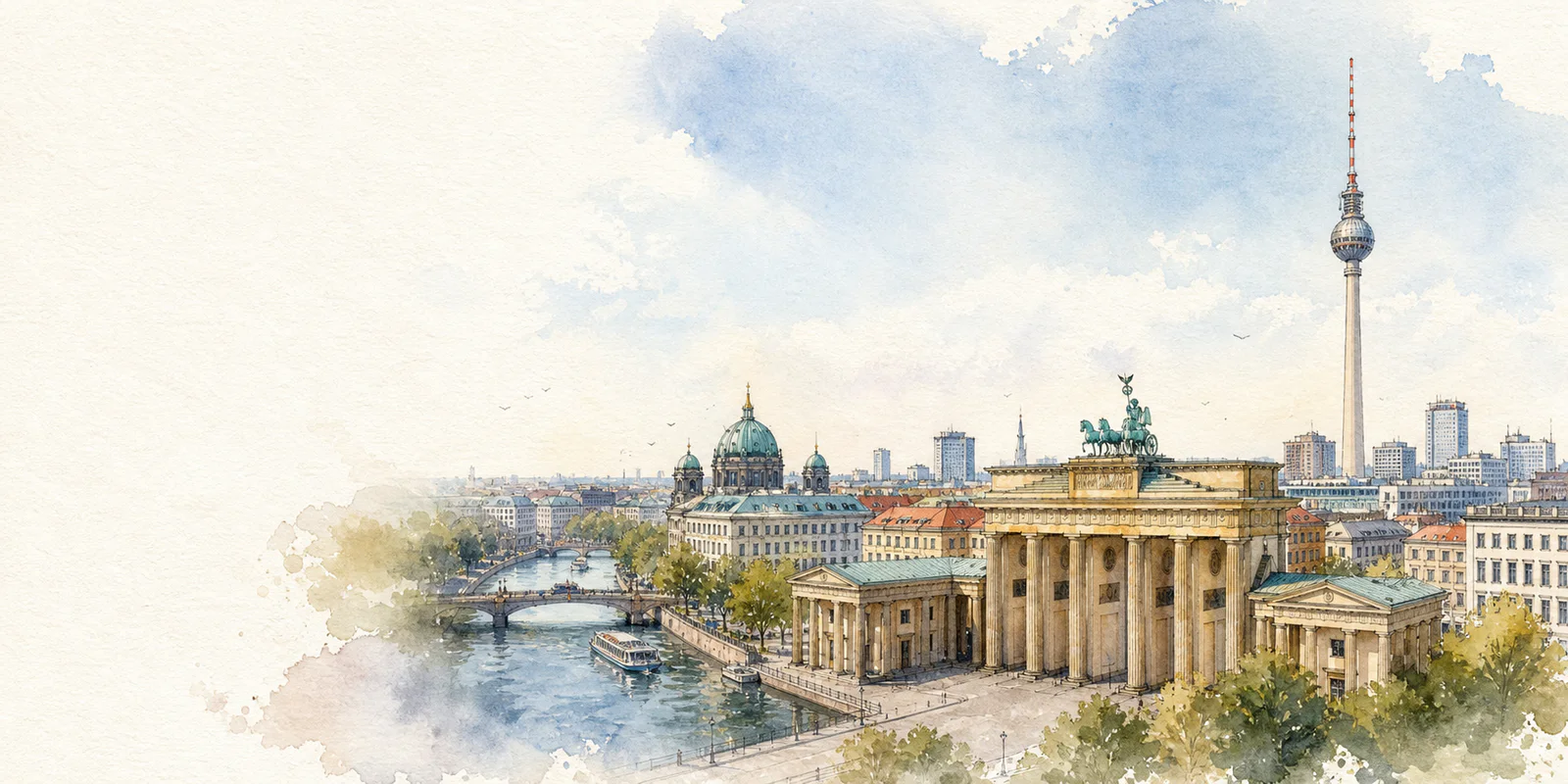 Berlin watercolor city weather illustration