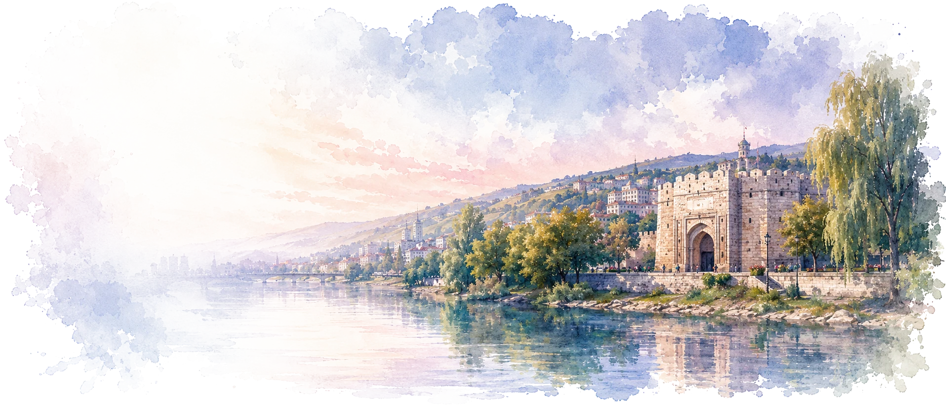 Nis watercolor city weather illustration