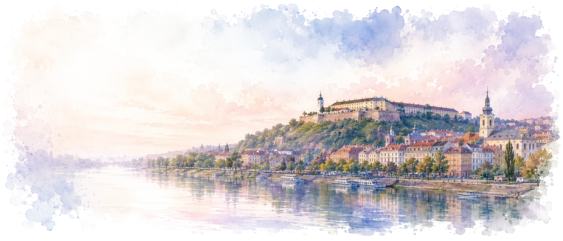 Novi Sad watercolor city weather illustration