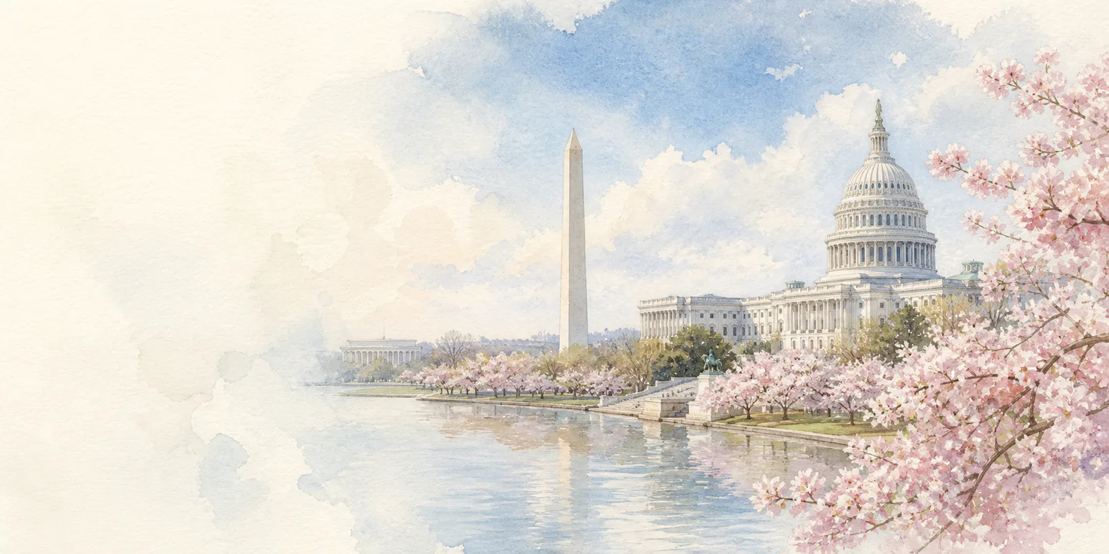 Washington DC watercolor city weather illustration